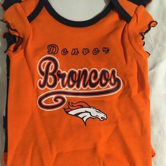 NEW w/TAGS NFL DENVER BRONCOS 3 PIECE CREEPER SET ORANGE BLUE NM 02999